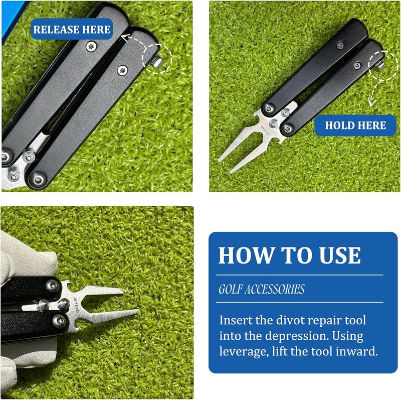 Arttodo Golf Divot Repair Tool, Stainless Steel Foldable Divot Tool & Golf Divot Tool with Bottle Opener, Golf Accessories for Men and Women - Image 5